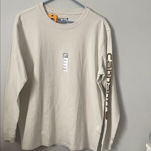 New Carhartt Cream Long Sleeve Tee with Logo
